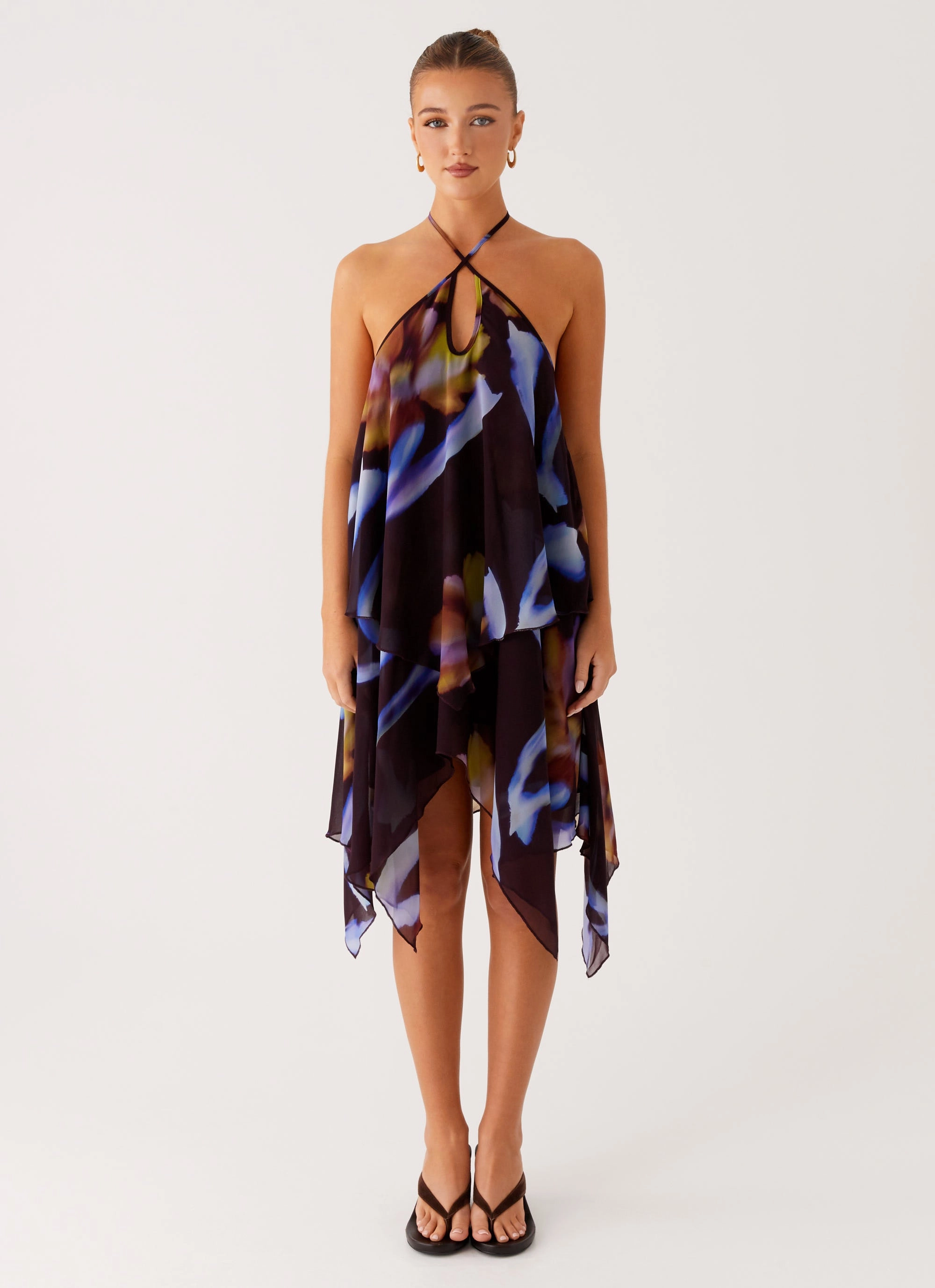 Verbena Midi Dress - Dark Floral Villa Light