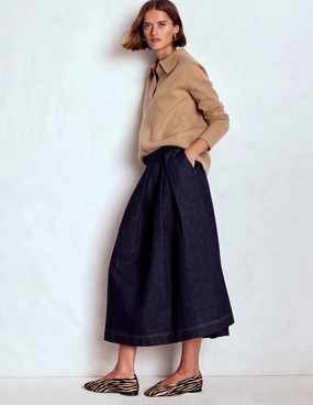 Verity Denim Midi Skirt-Indigo Material Innovation Outfit Lineup