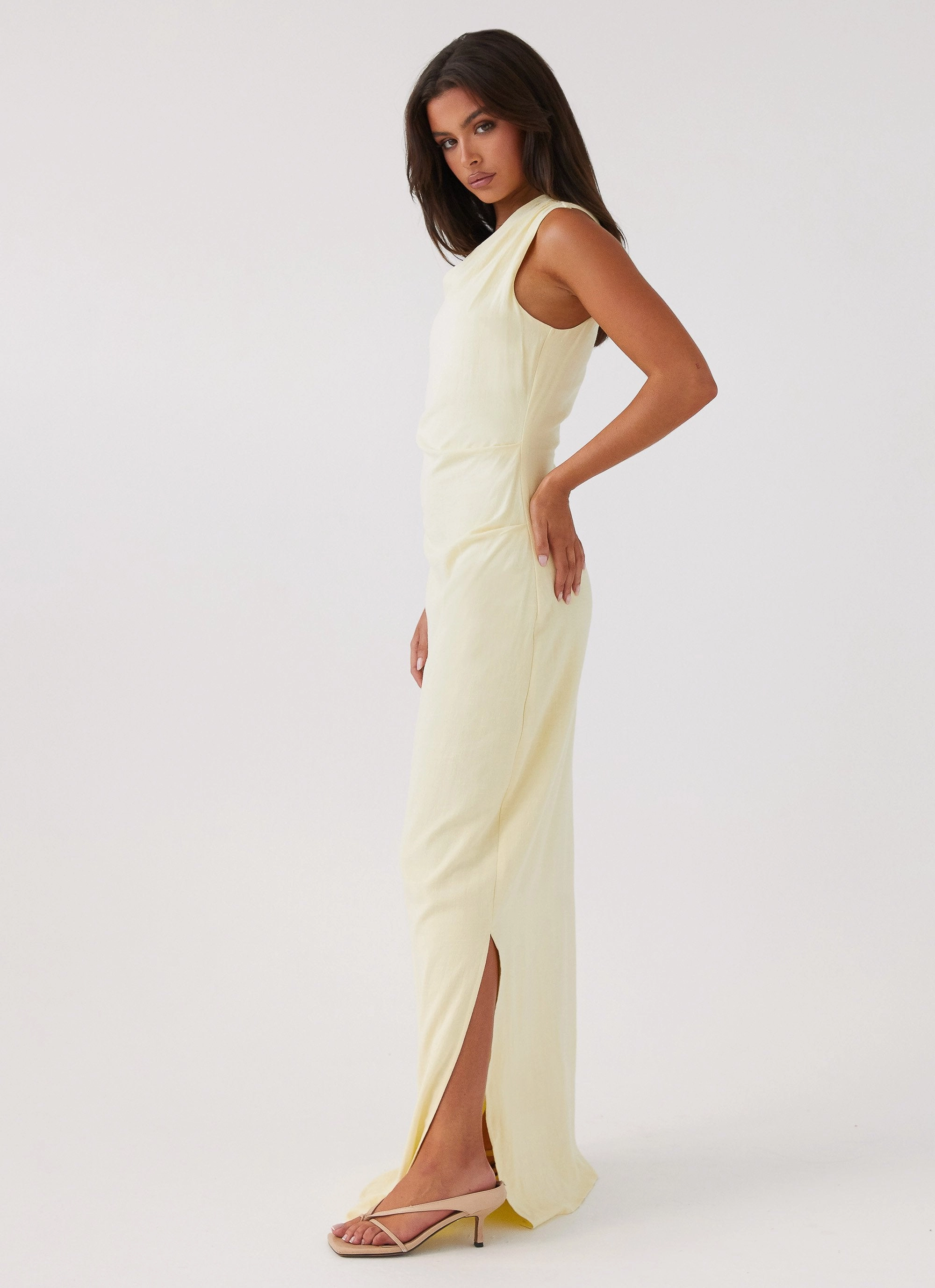 Daffodil Charm Linen Maxi Dress - Sunflower Yellow Sheer-Overlay Linen Love