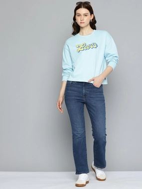 Women's 725 Blue Flared Fit High Rise Jeans Chill Comfort