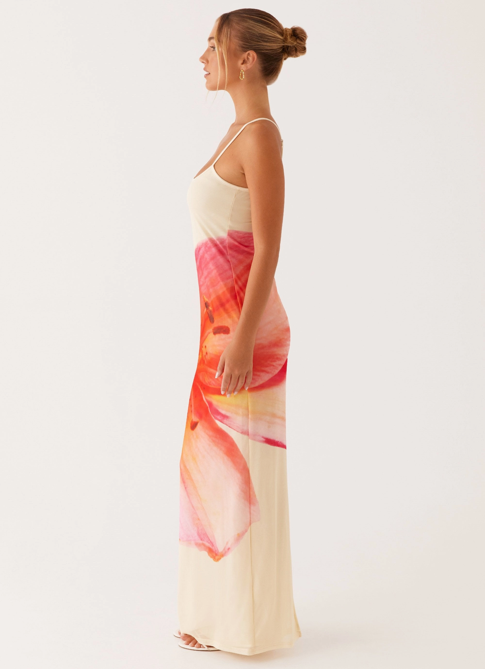 Bad News Mesh Maxi Dress - Yellow Floral Floral-Pattern Soft color