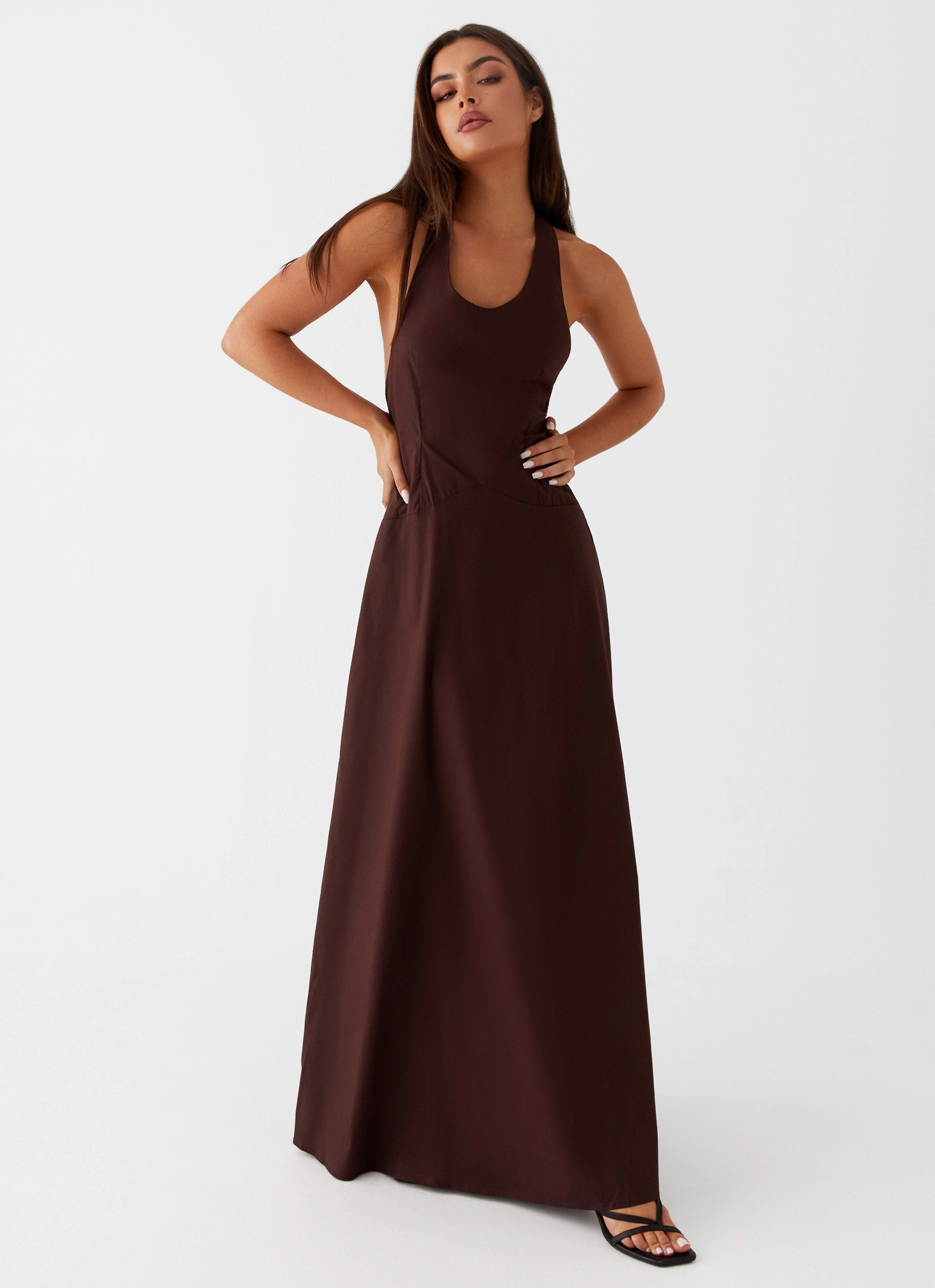Vestige Maxi Dress - Chocolate Elegant Mood Sharp Look