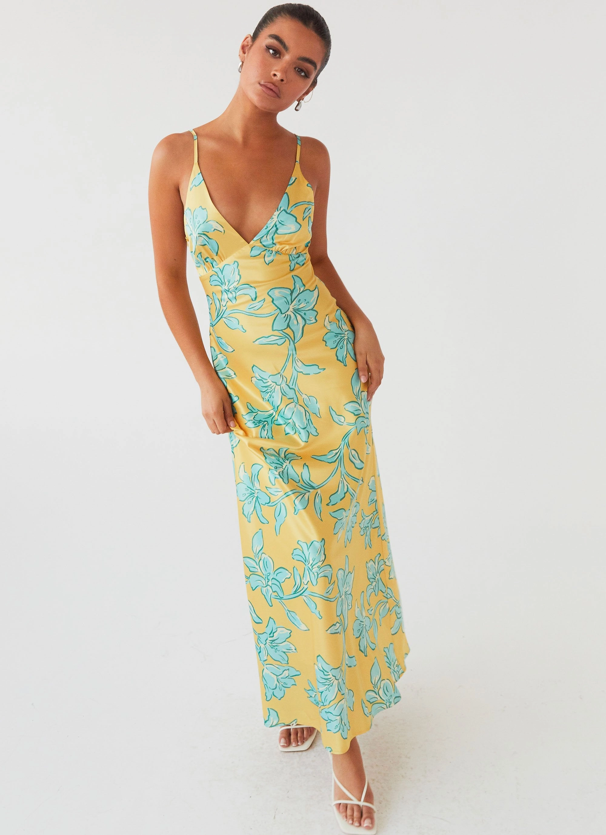 Adjustable-Straps Sorrento Sun Maxi Dress - Golden Bloom