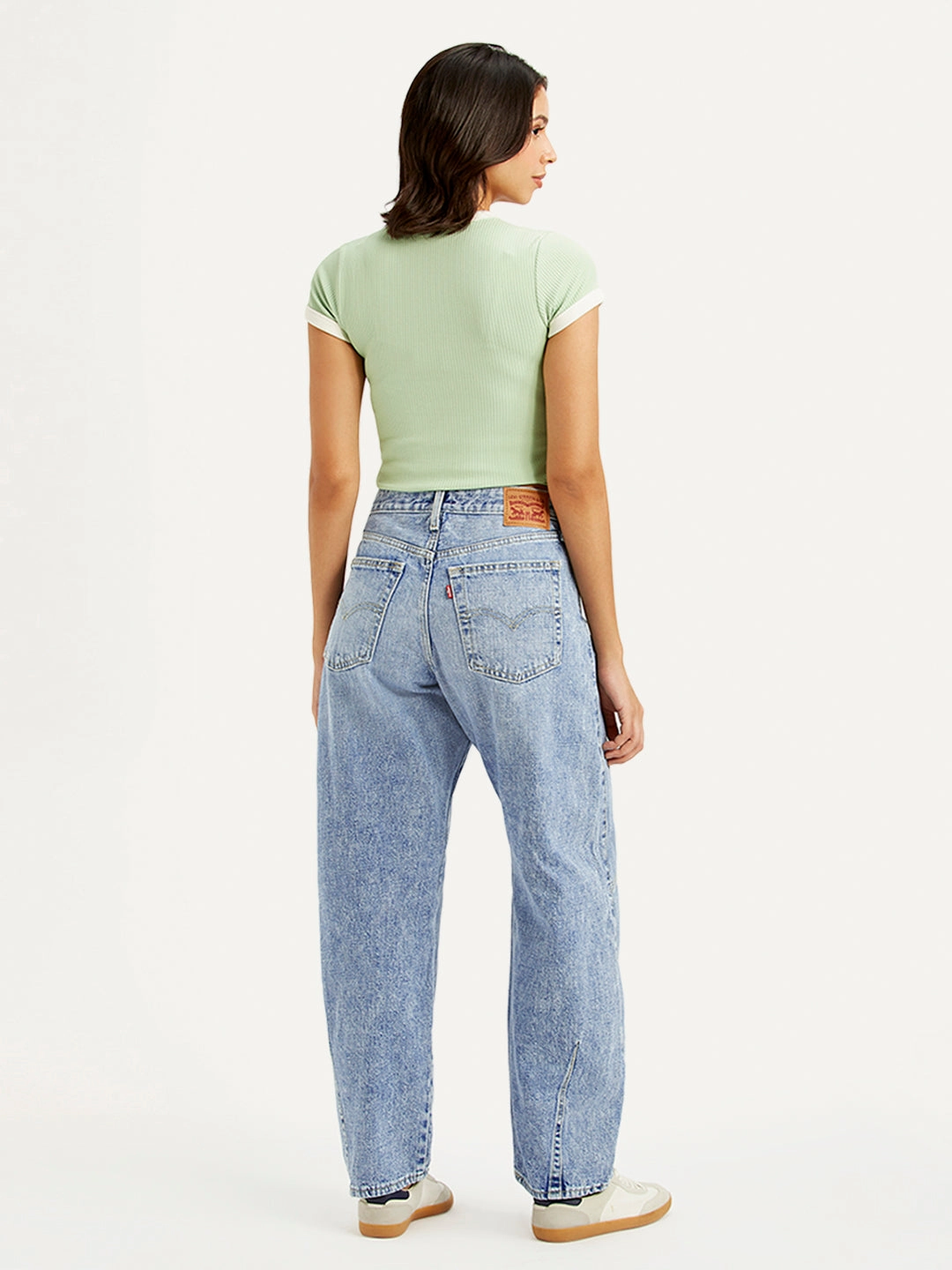 Stylish Cut Ever Versatile Women's Light Blue Baggy Dad Barrel Fit Mid Rise Jeans