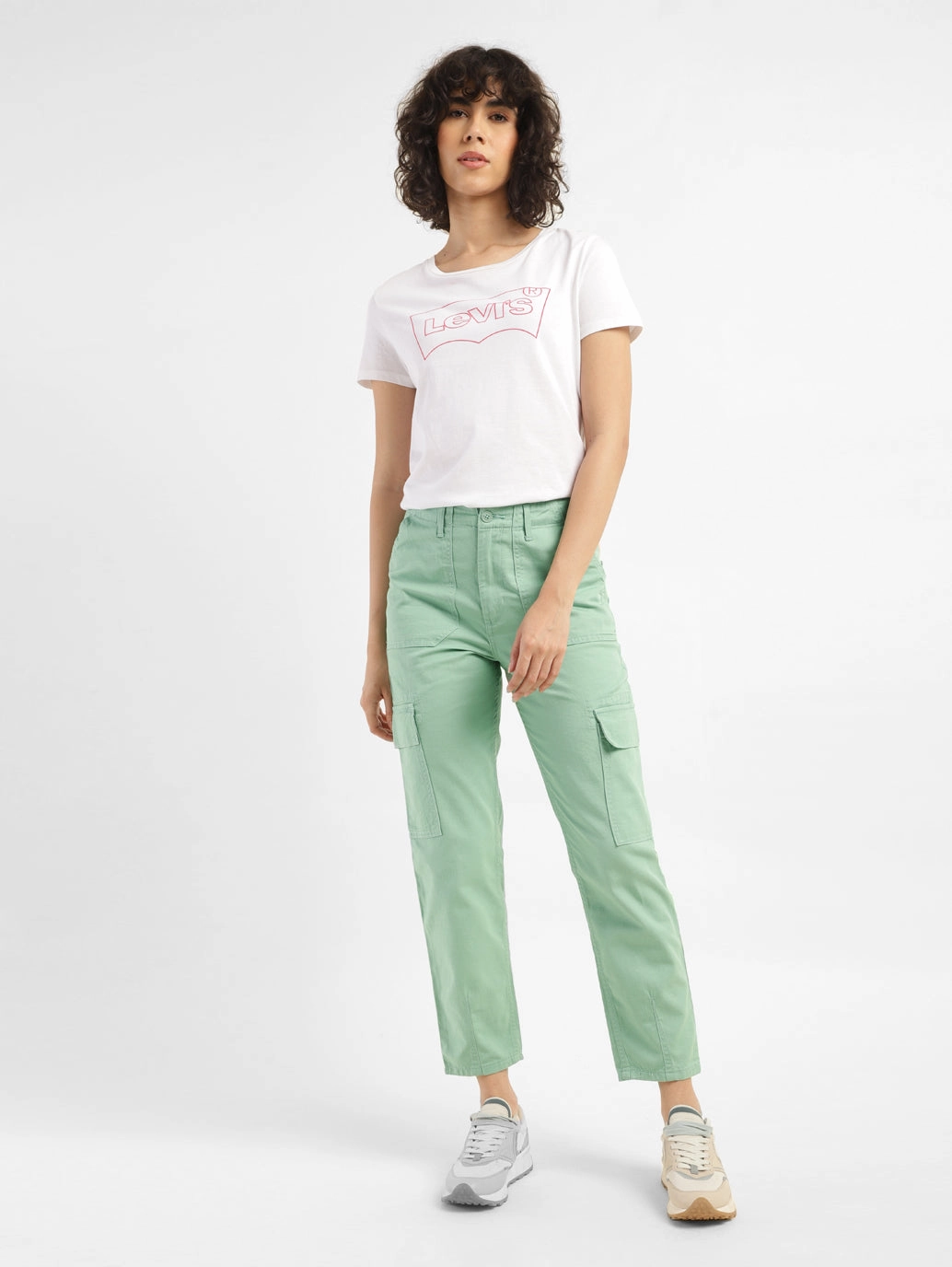 Women's 80s Green Loose Fit Mid Rise Jeans Flexible Waistband Construction