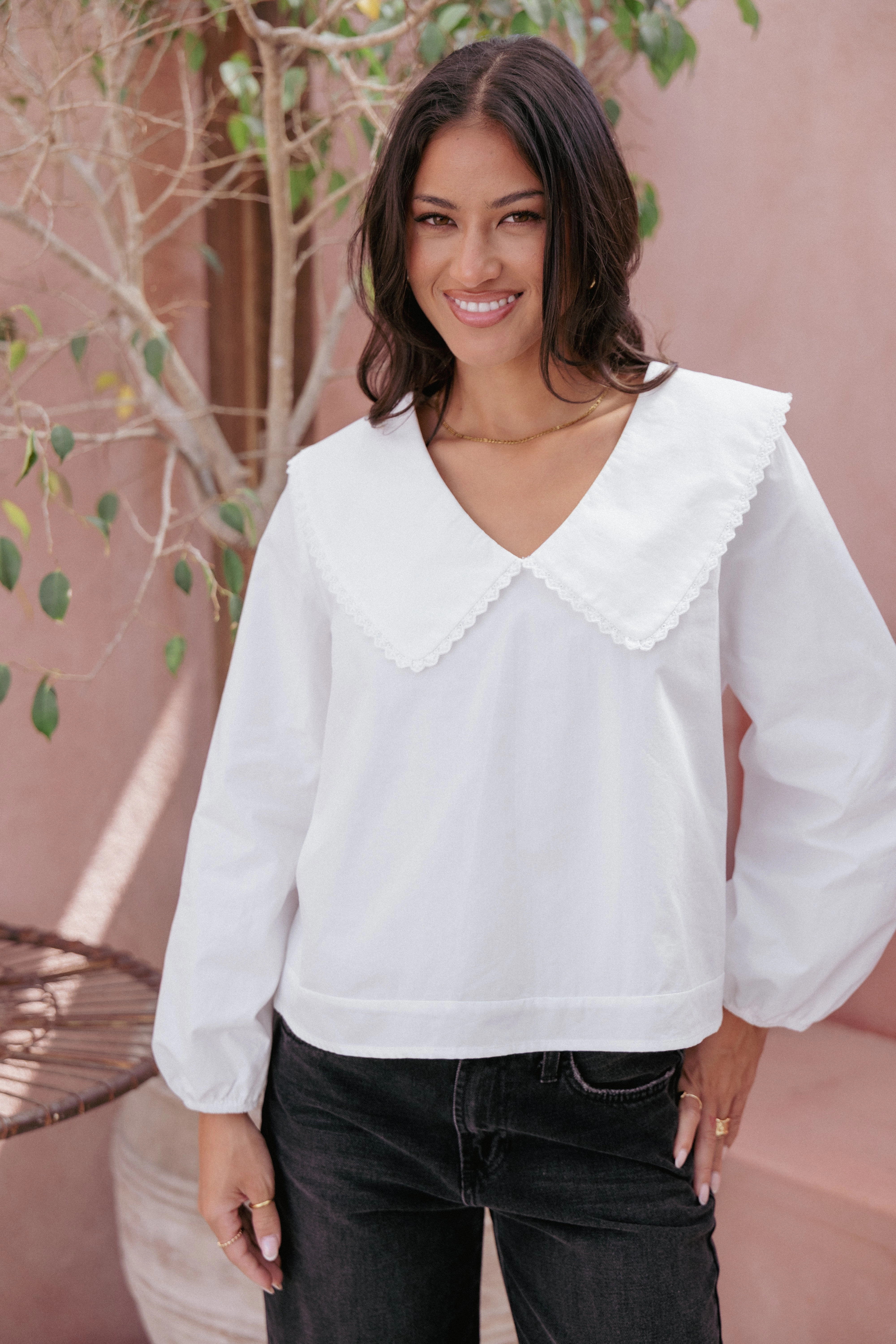 Stylish Comfort Kenna Long Sleeve Top - White