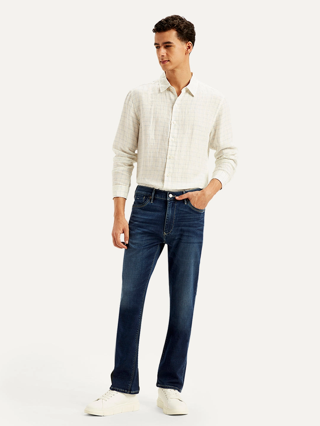 Men's Redloop 512 Navy Blue Slim Tapered Fit Mid Rise Jeans Classic Style