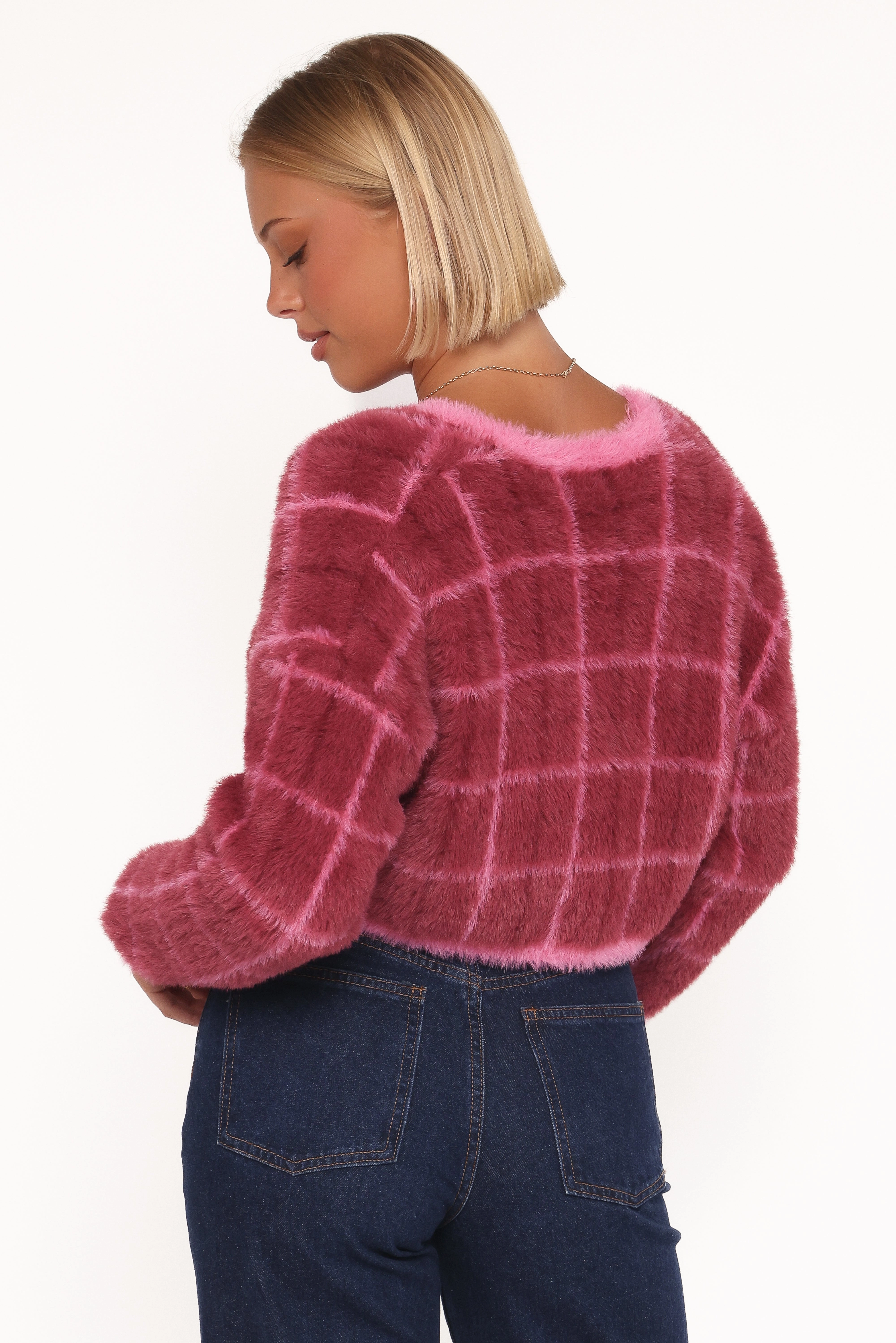 Evening Stroll Layer Comfort Viola Plaid Button Front Cardigan - Burgundy