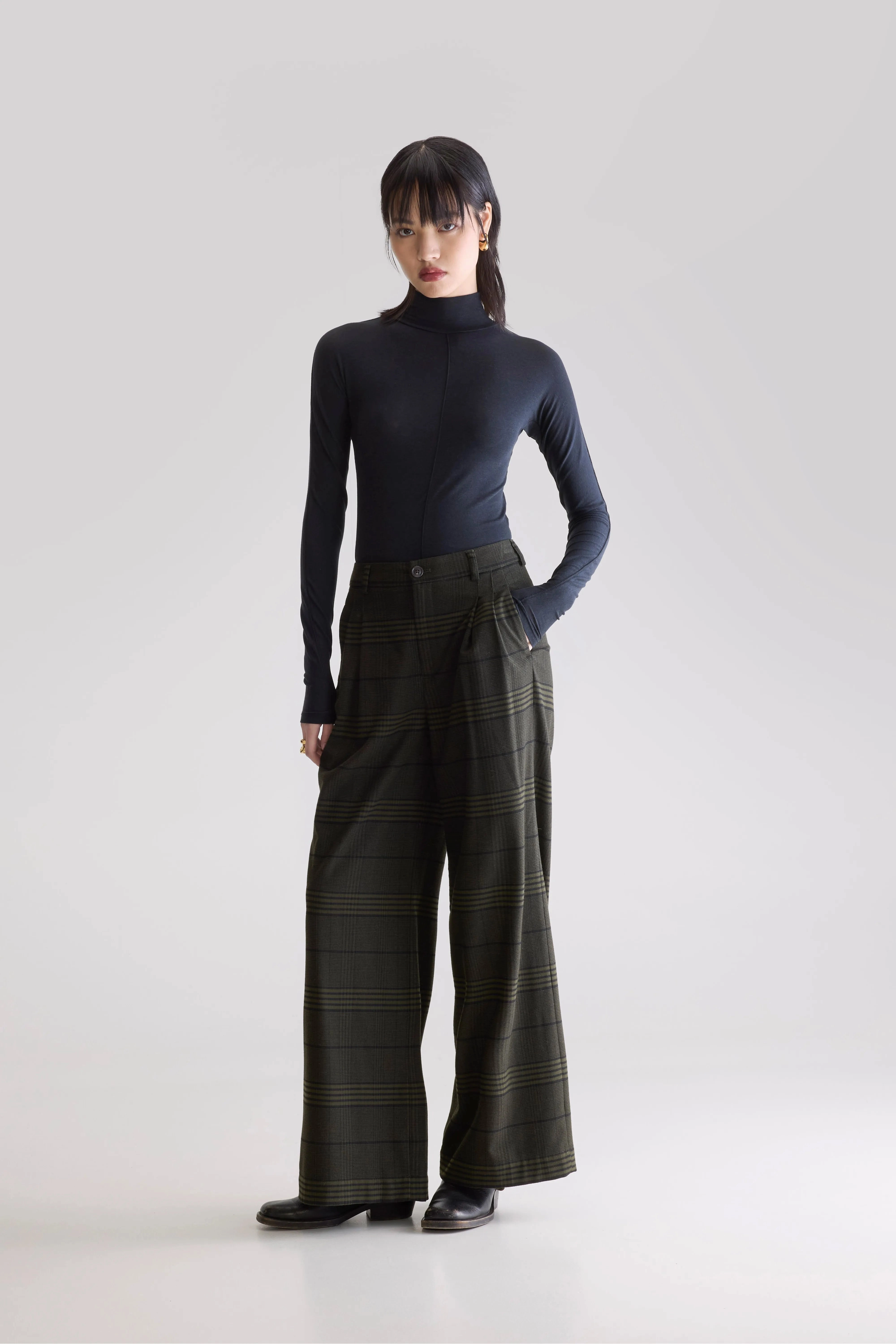 Volkert wide tailored trousers (252 / W / CHECK A) Odor Control Treatment