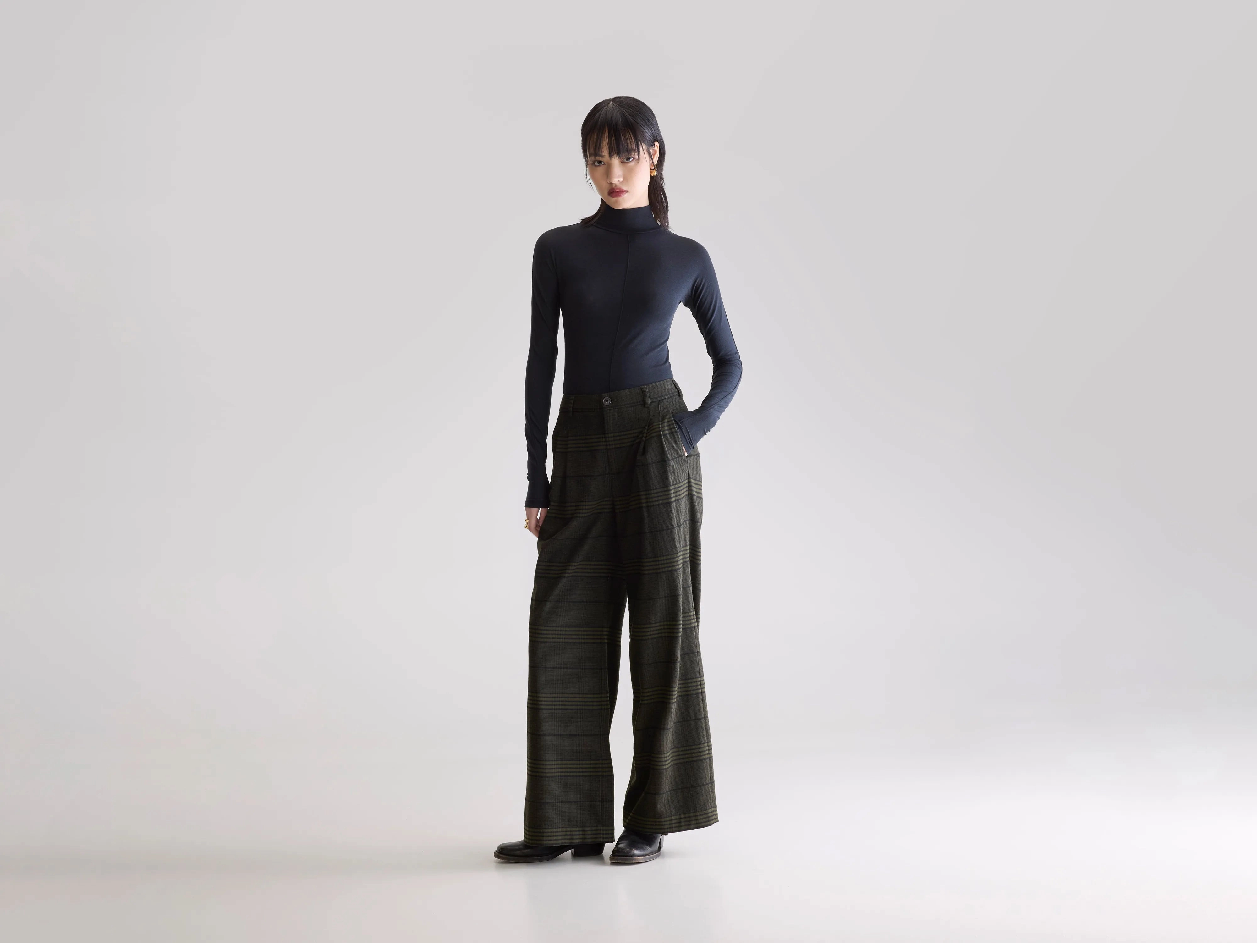 Volkert wide tailored trousers (252 / W / CHECK A) Comfy Fit ReflectiveAccentDetails