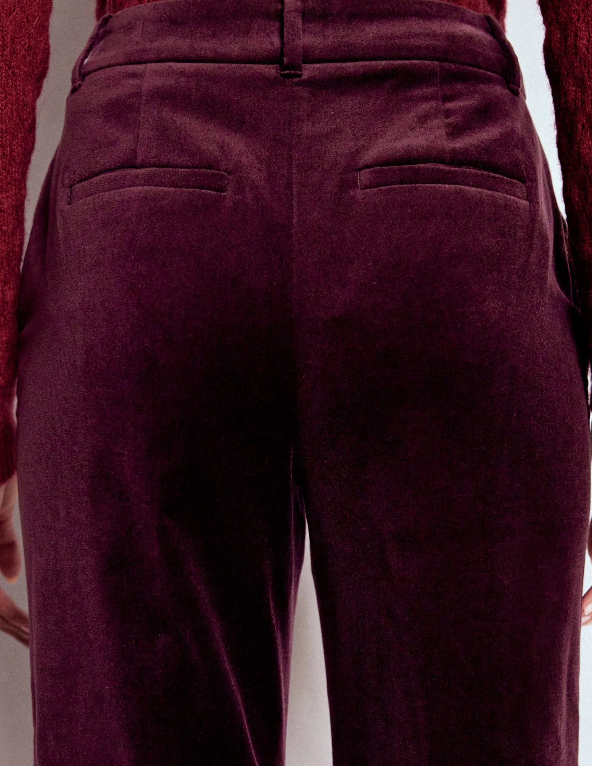 Active Performance Canonbury Velvet Trousers-Dark Cherry