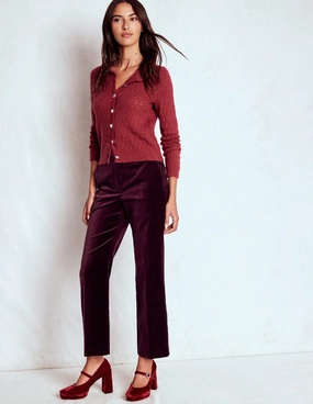 Cozy Style Performance Ready Canonbury Velvet Trousers-Dark Cherry