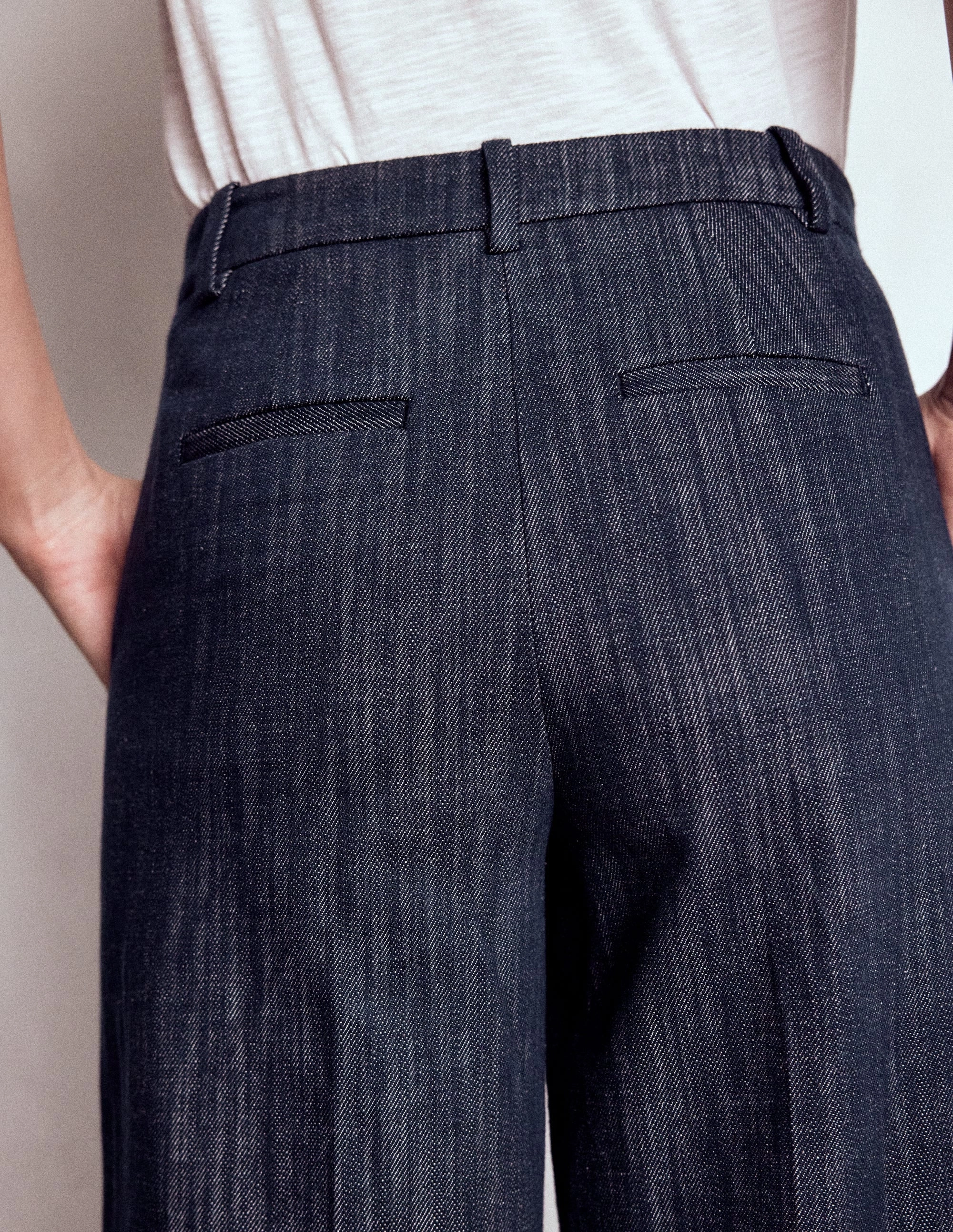Cozy Fit Low Profile Fasteners Belgravia Twill Trousers-Navy Indigo