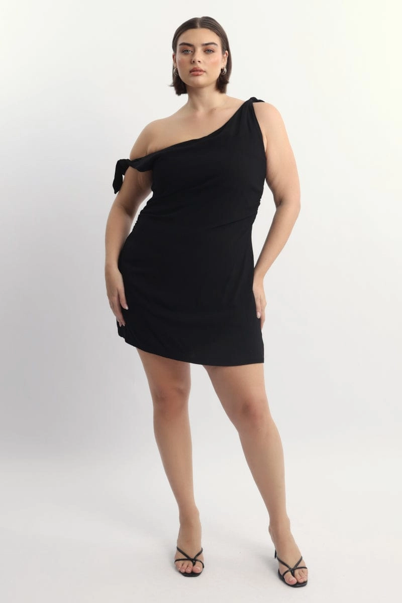 Black Tie Shoulder Minidress Magic Day Flattering Cut Wear