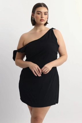 Black Tie Shoulder Minidress LightweightMaterial
