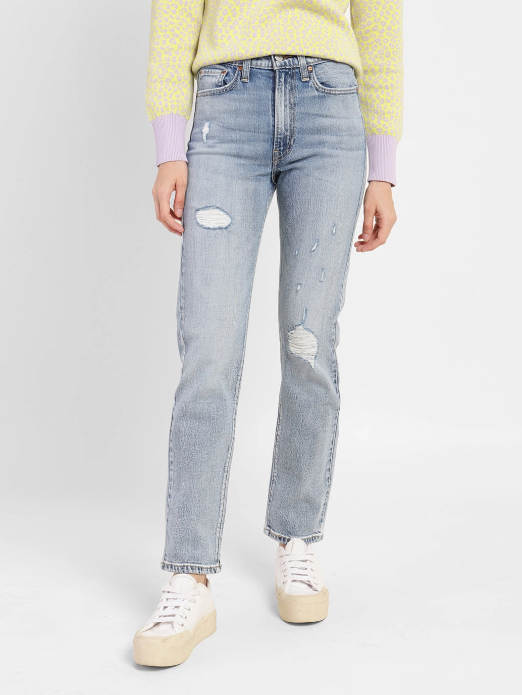 Women's 70s Blue Flared Fit High Rise Jeans Youth Style Office Wear