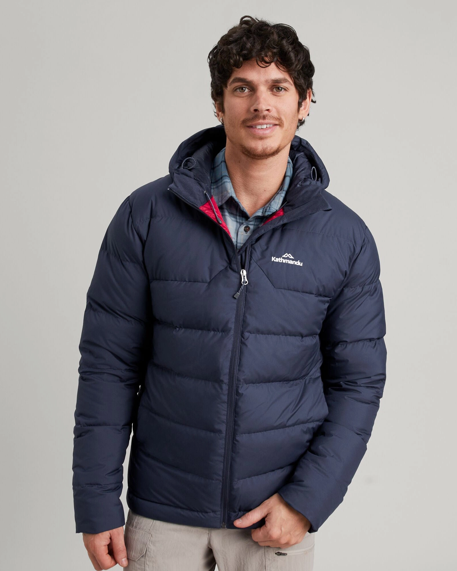 Men's Epiq Hooded Down Jacket - Midnight Navy Softshell Construction Ultraviolet Protection