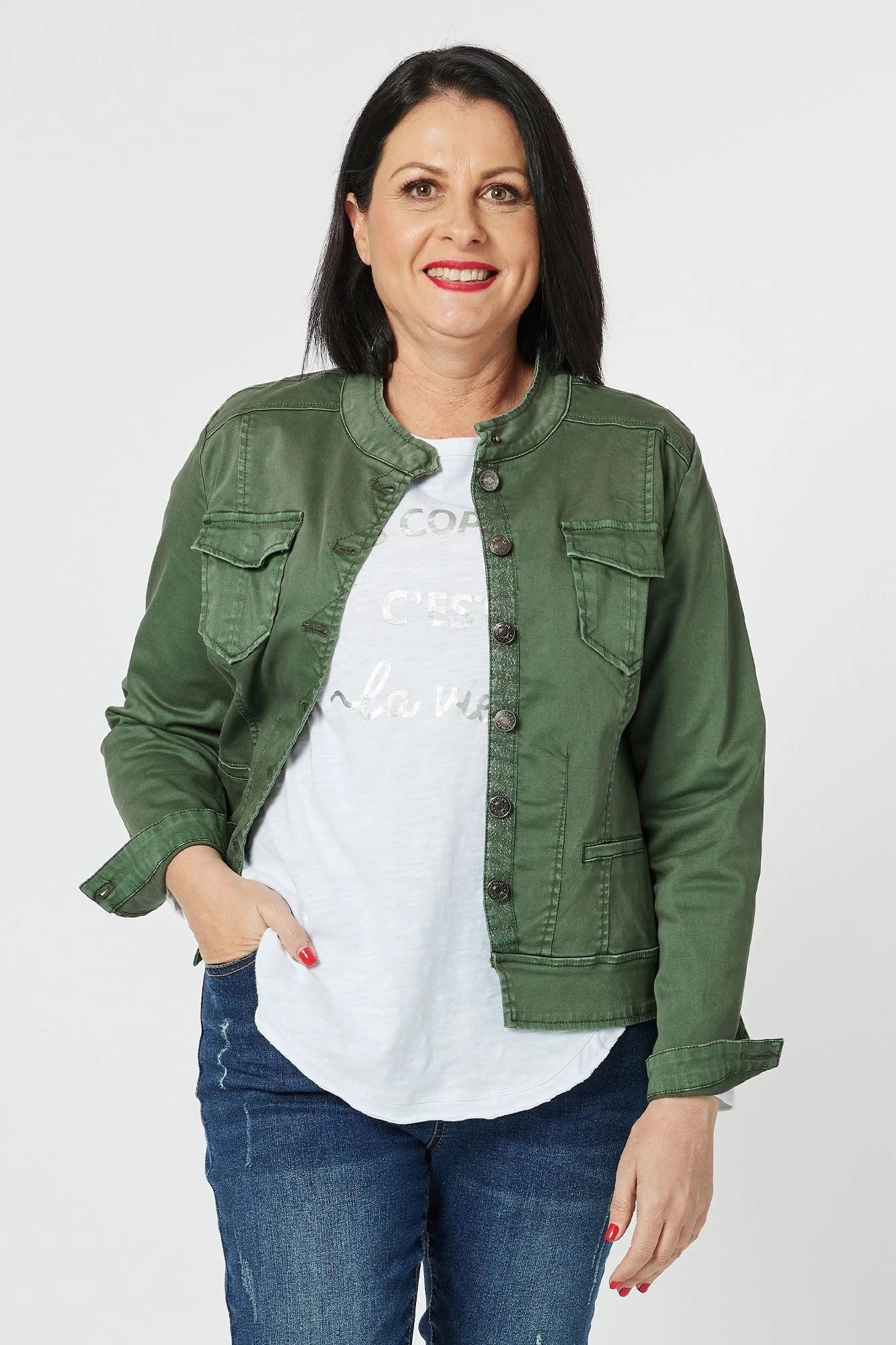 Threadz - 44017 Maggie Denim Jacket Multi Layer Design