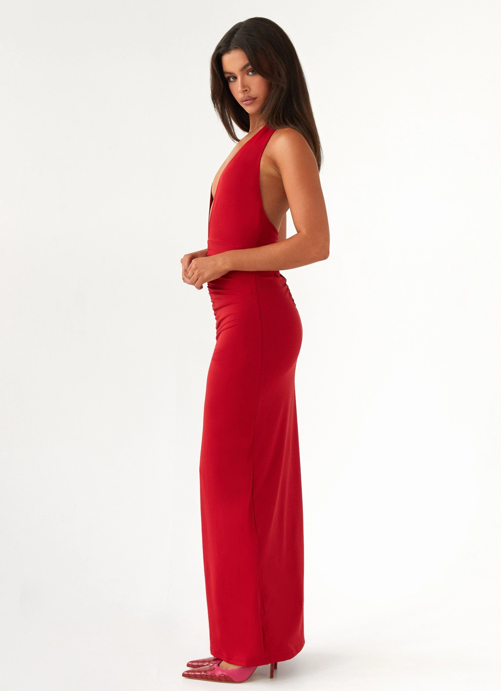 Eye Appeal Whisked Away Halterneck Maxi Dress - Red