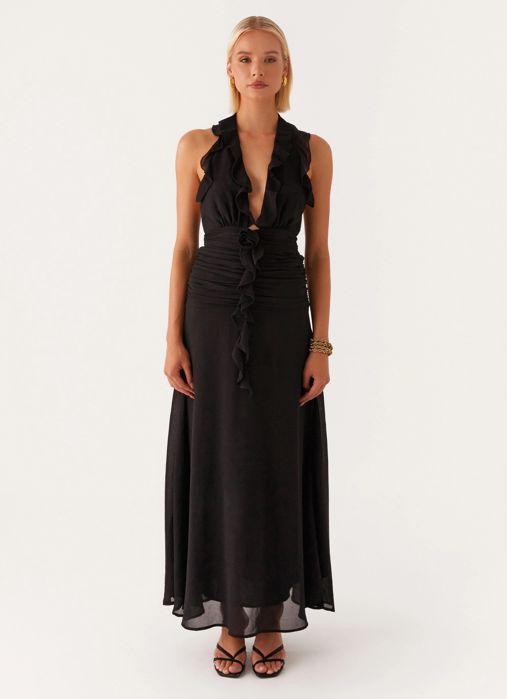 Office Classic Air Layer What You Need Frill Maxi Dress - Black