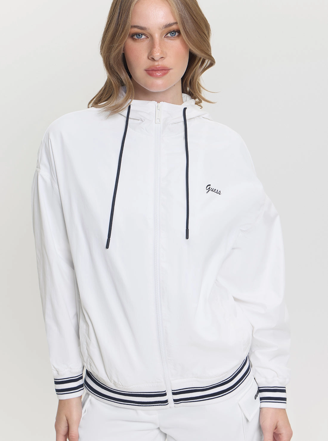 White Kale Active Windbreaker Jacket Classic Urban Wear