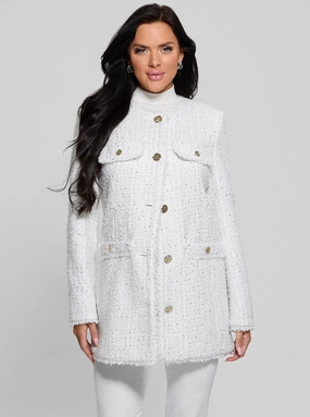 Abrasion Resistant Edges White Noelie Tweed Jacket