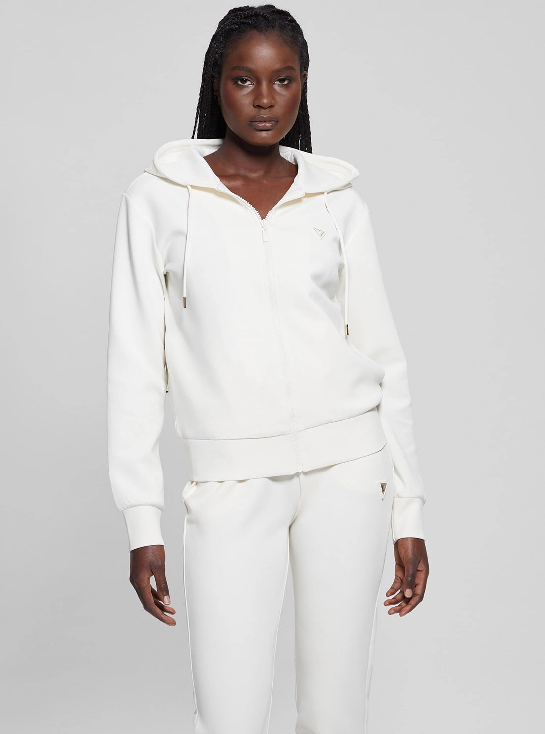 White Olympe Hoodie Jacket Airflow Optimization