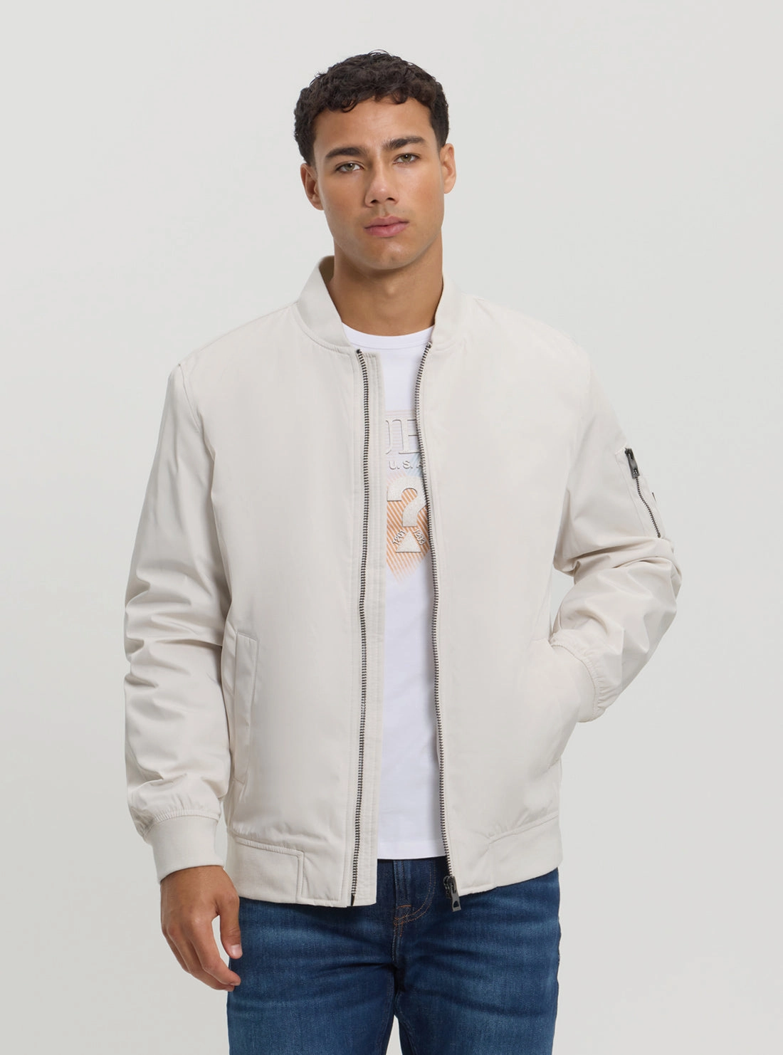 White Satin Bomber Jacket Stylish Comfort