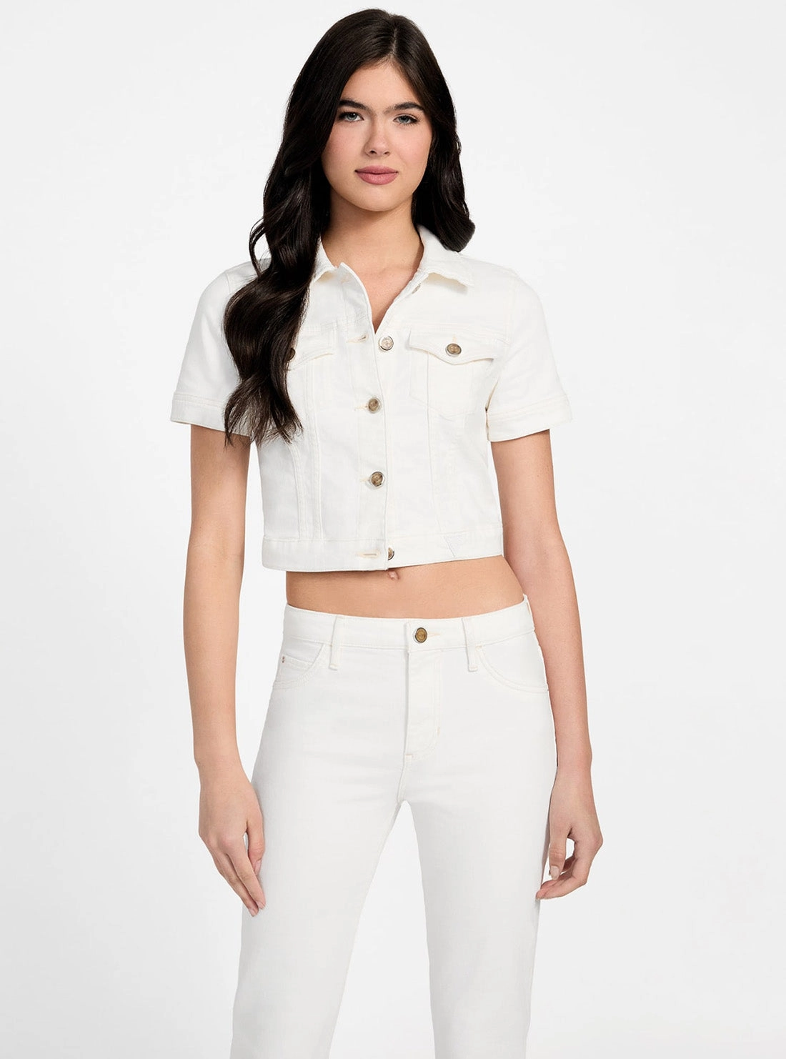 White Sexy Cropped Denim Jacket Smart Casual Piece