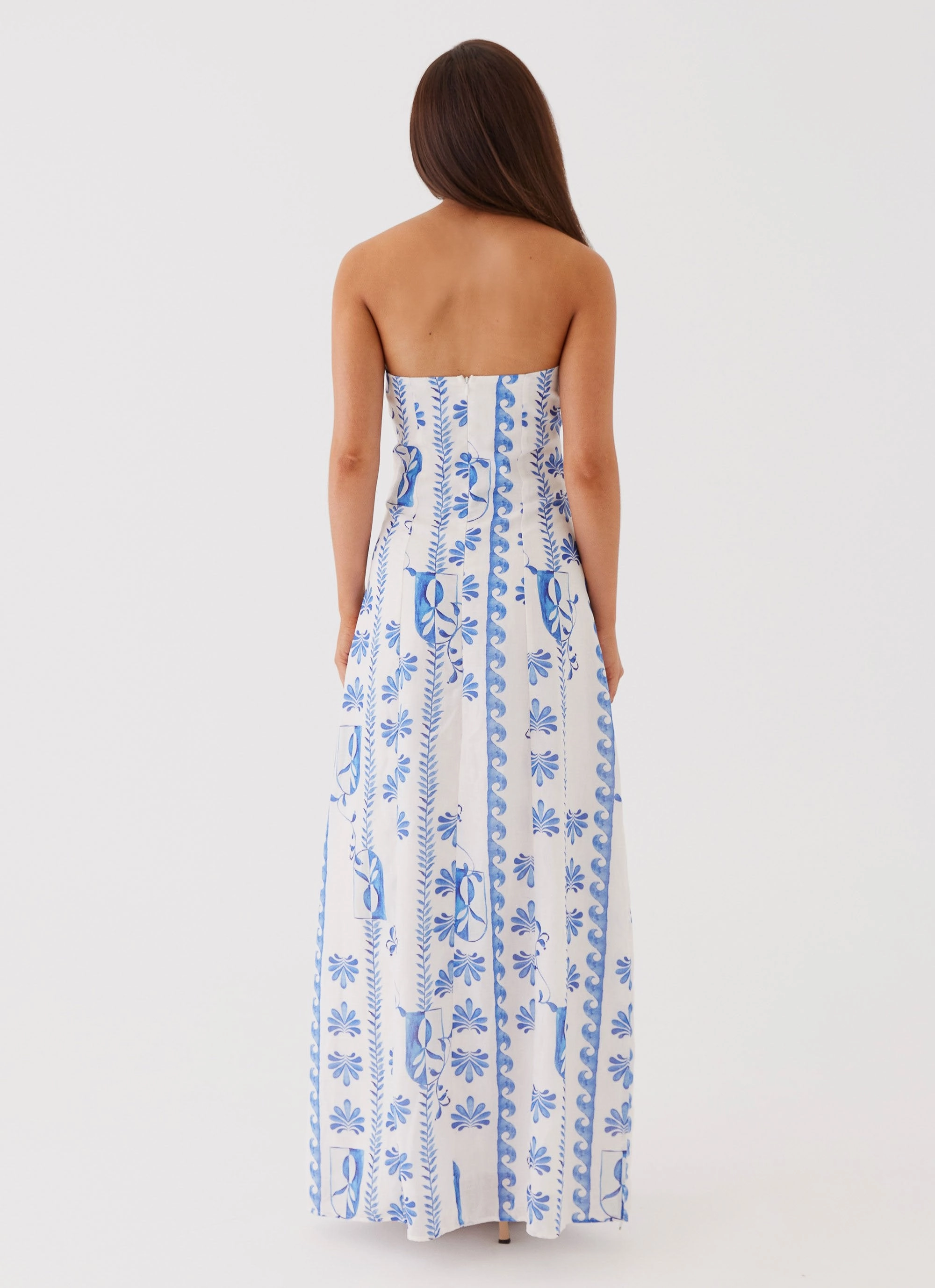 Chill Fashion Tayla Linen Maxi Dress - Floral Wave