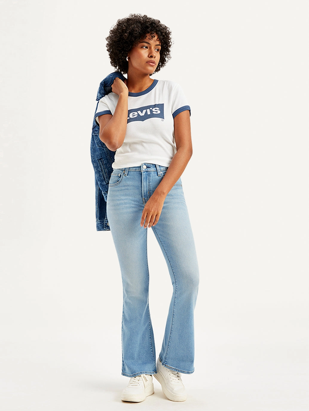 Women's 726 Blue Flared Fit Mid Rise Jeans Responsible Denim Production