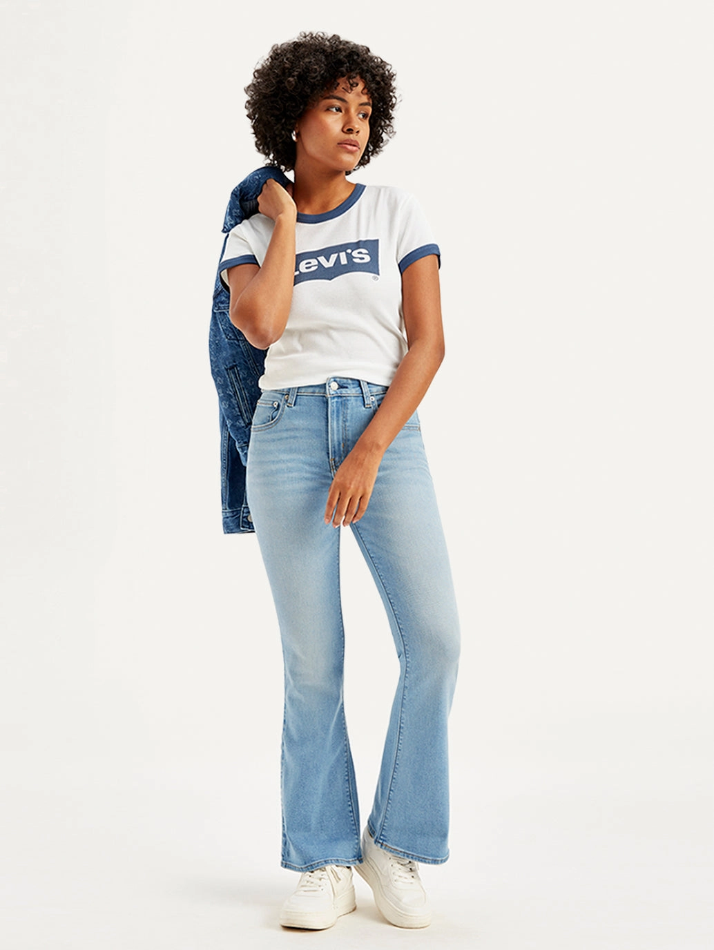 High-End Style Simple Aesthetic Women's 726 Blue Flared Fit Mid Rise Jeans