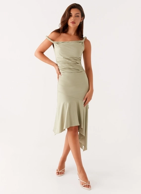 Soft Glide Casual Comfort Huntah Midi Dress - Sage