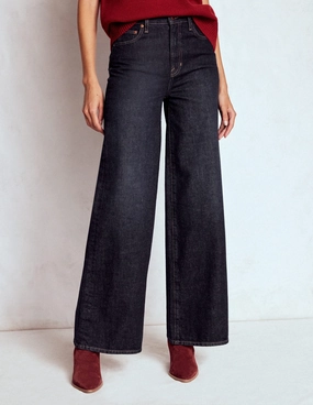 High Waist Wide Leg  Jeans-Indigo Stretchable Wear
