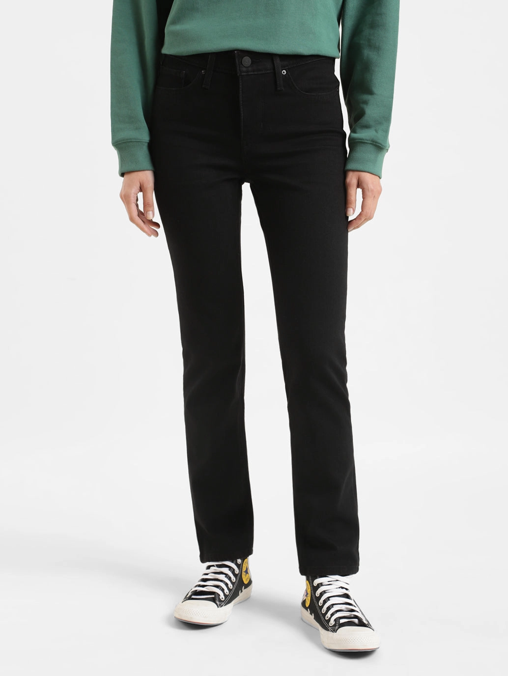 Women's 312 Black Straight Fit Mid Rise Jeans Everyday Basic