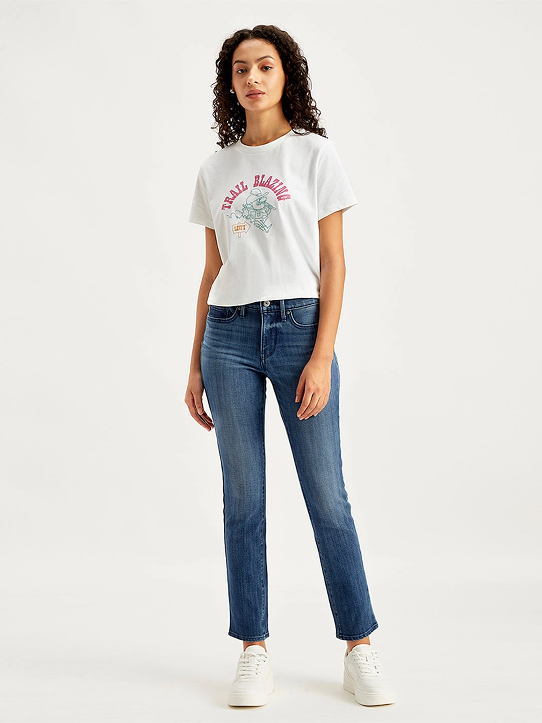 Women's 312 Blue Straight Fit Mid Rise Jeans Stretch Soft