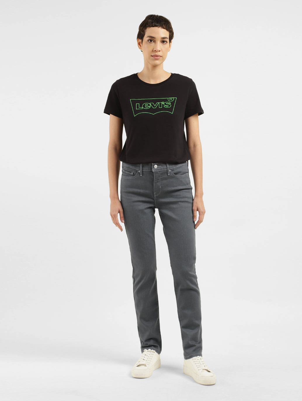 Women's 312 Grey Straight Fit Mid Rise Jeans Everyday Style