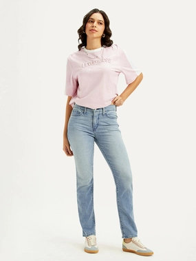 Simple Comfort Women's 312 Light Blue Straight Fit Mid Rise Jeans