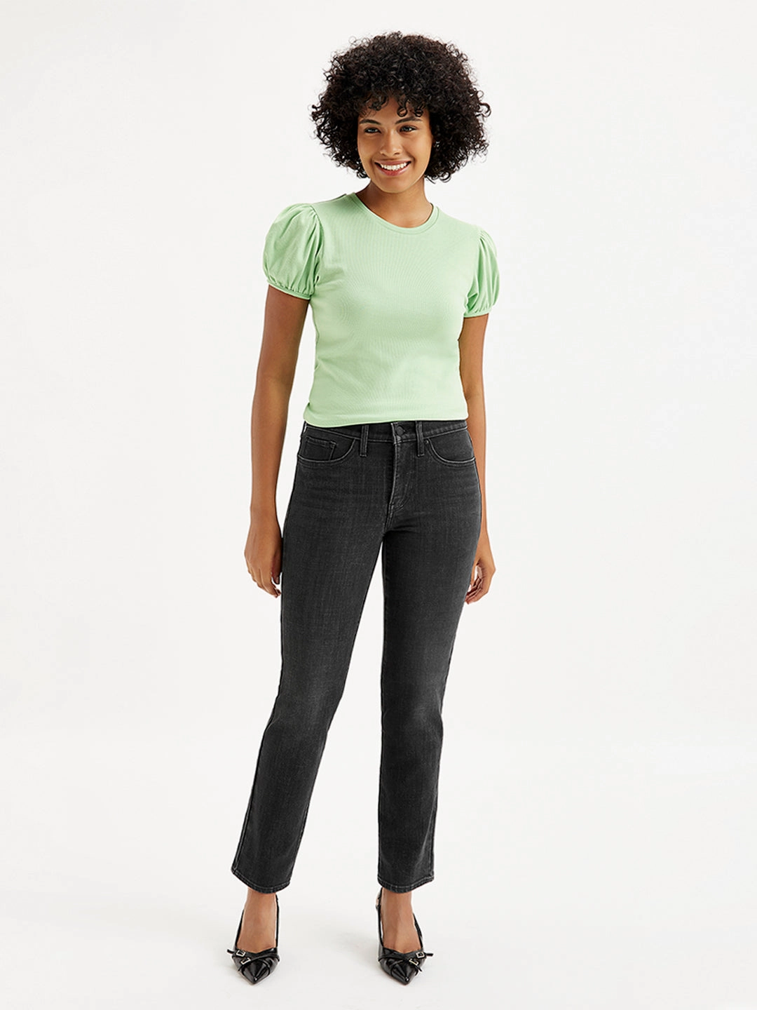 Fit Layer Women's 314 Black Straight Fit High Rise Jeans