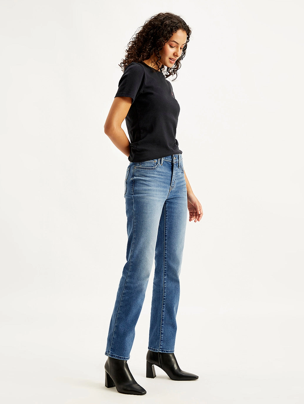 Women's 314 Blue Straight Fit High Rise Jeans Morning Ready Party Look Weekend Warrior