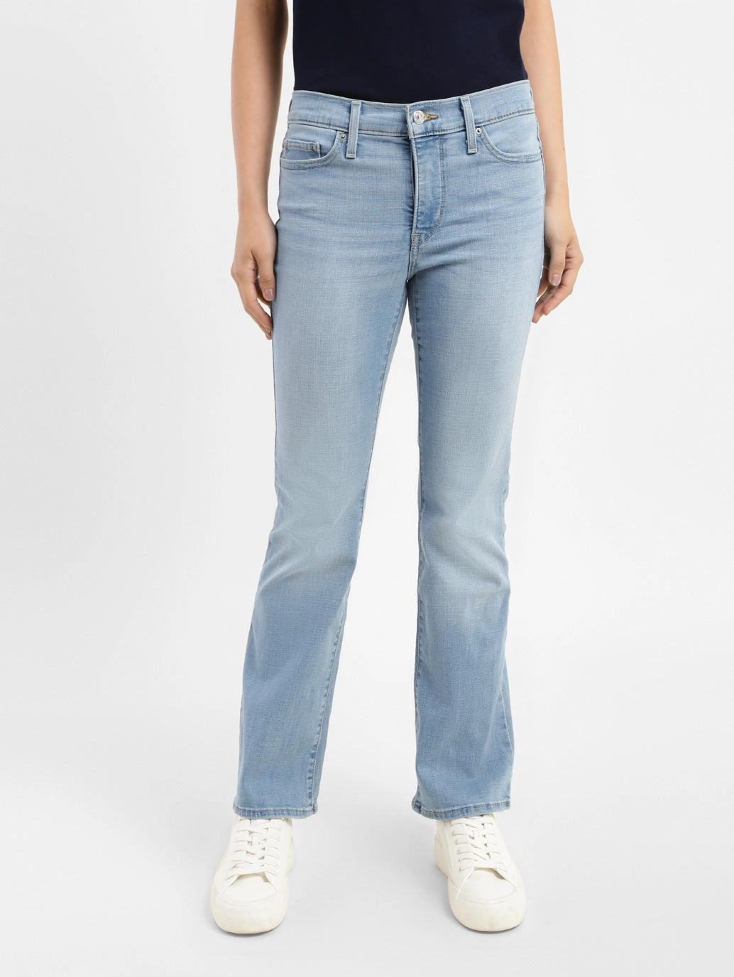 Women's 315 Blue Flared Fit High Rise Jeans Articulated Knee Shape