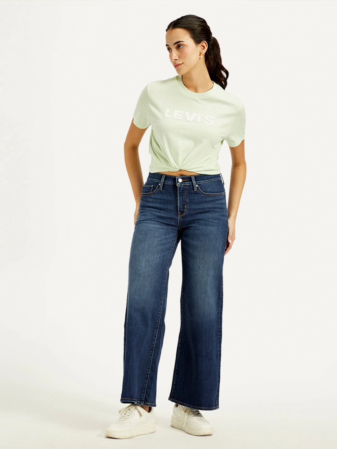 Women's 318 Navy Blue Flared Fit Mid Rise Jeans Breathable Travel Outfit Brunch Outfit