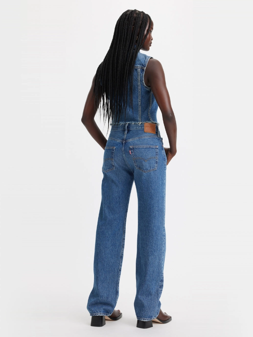 Women's 501 Blue Straight Fit High Rise Jeans Daily Uniform