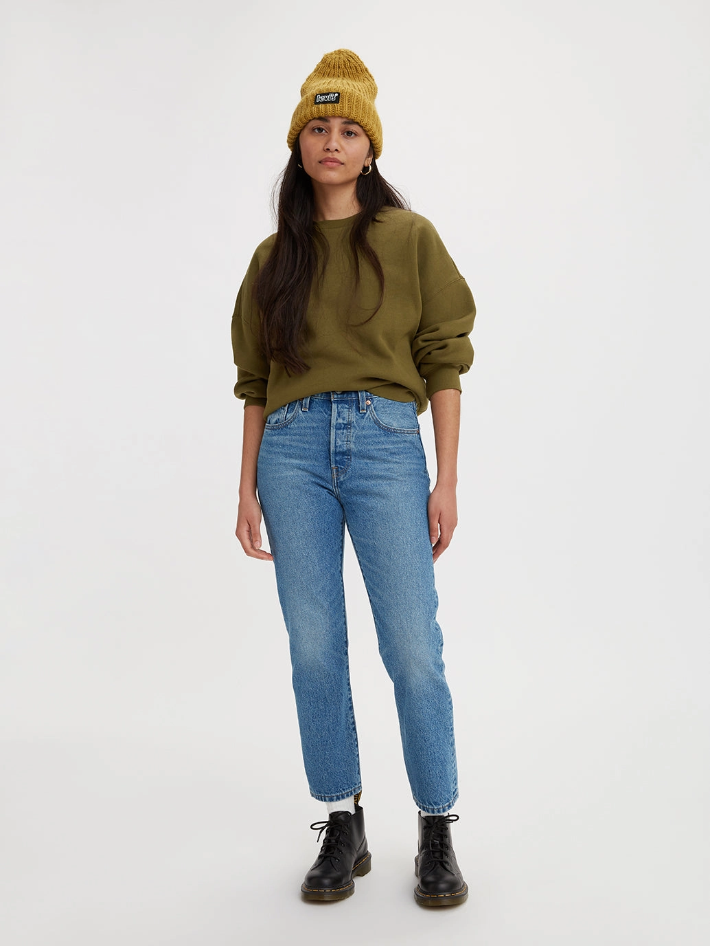 Vintage Wash Women's 501 Blue Straight Fit Mid Rise Jeans