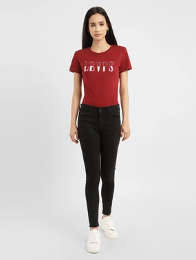 Selvedge Detailing Total Fit Women's 710 Black Skinny Fit Mid Rise Jeans