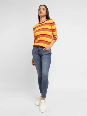 Women's 710 Blue Skinny Fit Mid Rise Jeans Active Fit Customizable Hem Options