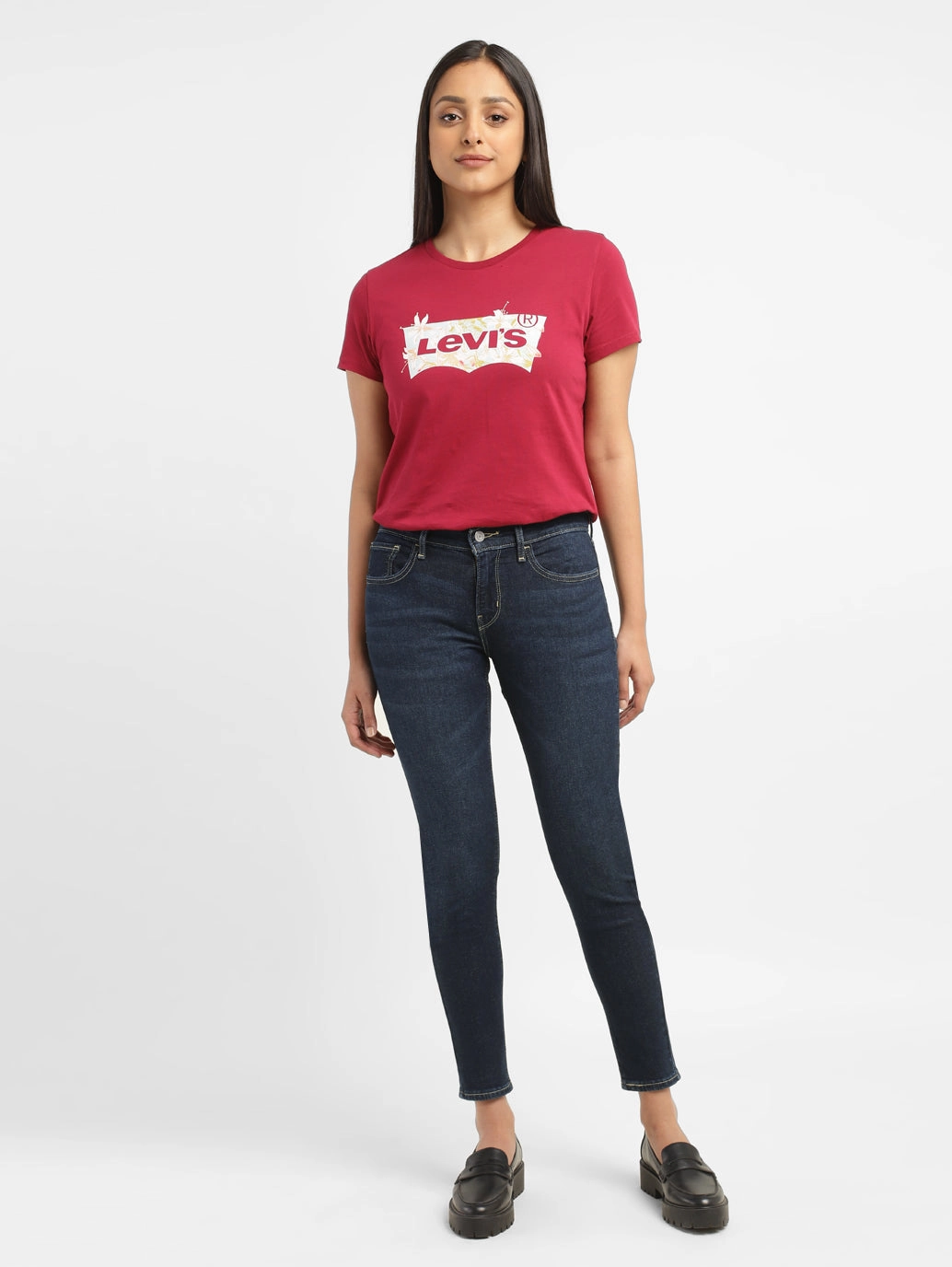 Women's 710 Blue Skinny Fit Mid Rise Jeans Fitted Design