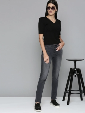 Women's 711 Black Skinny Fit Mid Rise Jeans Streetwear Fan Earthy High Quality Everyday Basic