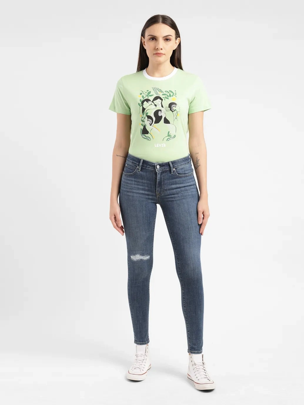 Women's 711 Blue Skinny Fit Mid Rise Jeans Anytime Look