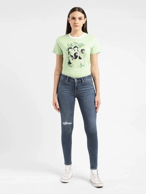 Women's 711 Blue Skinny Fit Mid Rise Jeans Common Wear Mid Rise Structure